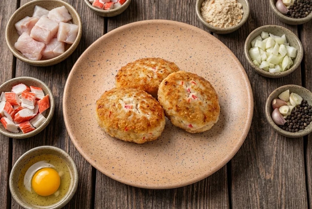 Котлеты рыбные с крабовыми палочками жареные